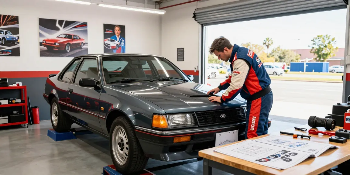 Automotive enthusiast inspecting the iconic sv88 sports car in a modern garage.